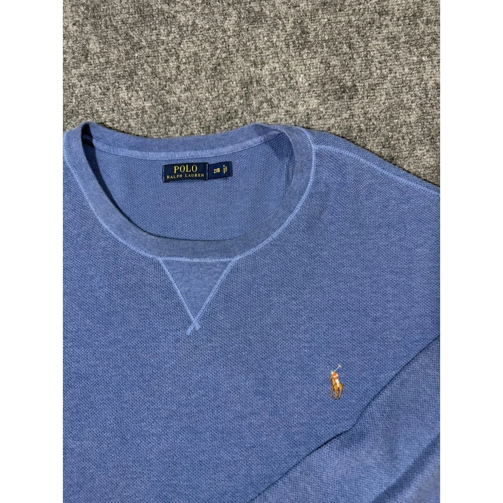 Polo Ralph Lauren Sweater Mens 2XB Blue Cotton Crewneck Knit Pullover Casual - Picture 4 of 11